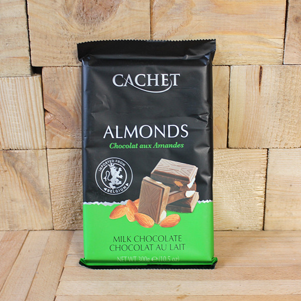 Шоколад молочний Кашет з мигдалем Cachet Almonds, 300 г, Бельгія