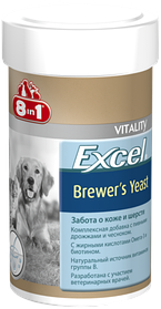 8in1 Excel Brewers Yeast (Ексель пивні дріжджі), для котів і собак, 140 таб