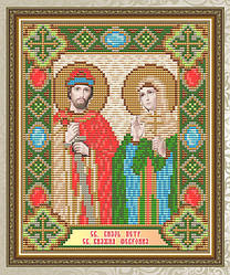 Набір алмазного живопису 24,6х20см — ікона Святої клейовика Петро та Свята княжина Февронія