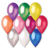 Повітряні кульки різнокольорові 26 см 10", святкові кулі металік Gemar Італія, комплект 10 шт
