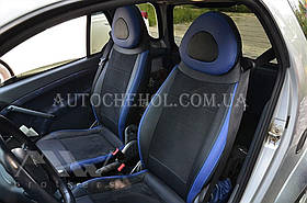 Авточохли з алькантари і арпатеки на сидіння Mercedes Smart Fortwo 1998 - 2007, сині вставки, Leather StyLe, MW BROTHERS
