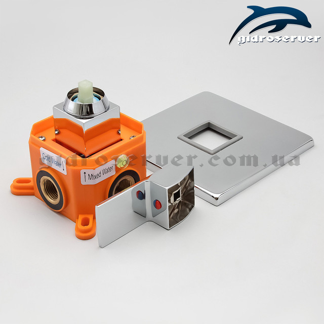 Вбудовуваний змішувач для душу та душовий системи KVB-01.1 з термопластовым монтажним боксом.