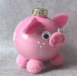 Формова скляна іграшка Свинка Пончик 55 мм, фото 2