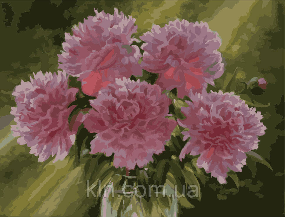 Картина за номерами Menglei Рожеві півонії MG1119 (KH1119) 40 х 50 см 950 квіти натюрморти, фото 1