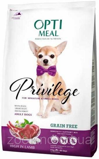 Optimeal Privilege Grain-Free Adult Dog беззерновий корм з ягням, 650 г