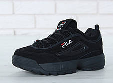 Жіночі кросівки Fila Disruptor II "Black". ТОП Репліка ААА класу., фото 3