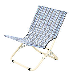 Легкий стілець шезлонг для літнього відпочинку "Міні" d22 мм (текстилен блакитна смуга)