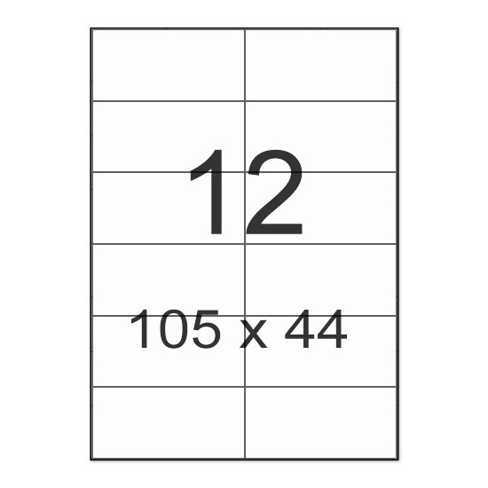 Етикетки з клейким шаром А4, розмір 105*44 мм, 12 шт./арк. 100 аркушів, фото 1