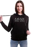 Чорна жіноча худі SMILE MORE OFTEN, фото 2