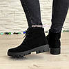 Черевики жіночі замшеві на шнурівці, потовщена підошва, фото 2