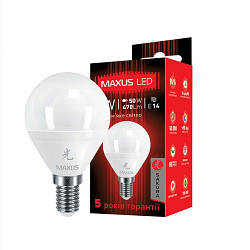 LED лампа E14 Maxus G45 F 5W (470Lm)  4100K 220V AP