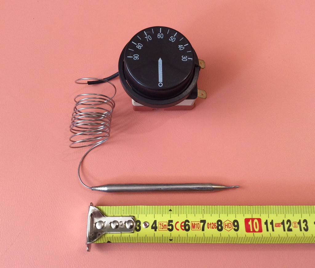 Капілярний Термостат механічний Tmax = 90°C / 16А / 250V / L=90см (з 2-ма контактами) Китай Zipexpert, фото 1