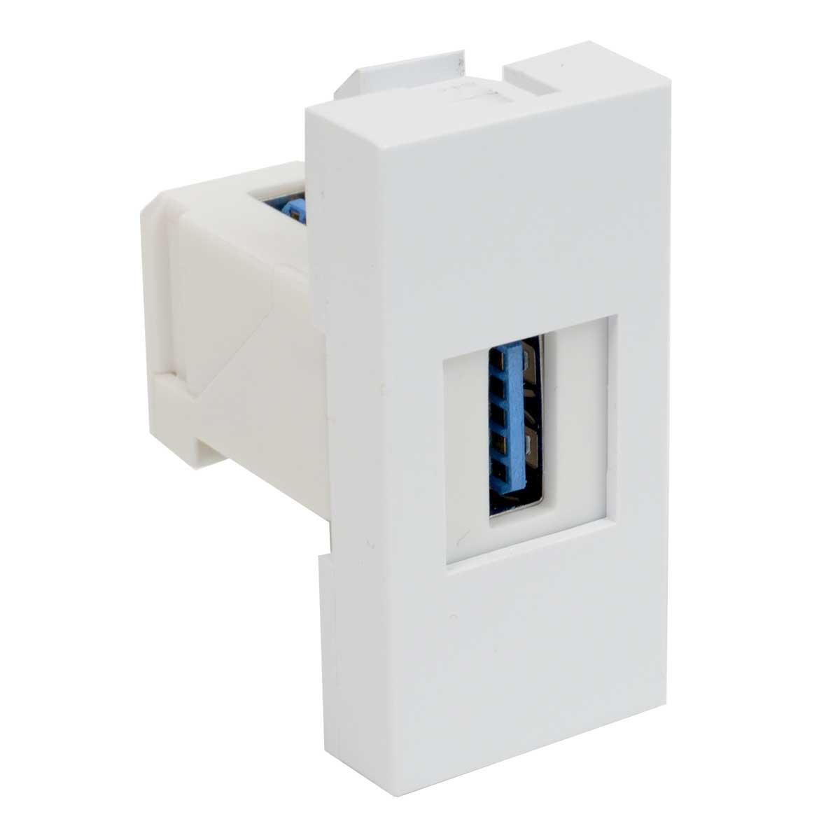 Адаптер модульний з роз'ємом USB; 45х22,5х36 мм; білий; Серія Quadro ; QD 45X22.5-USB_HB