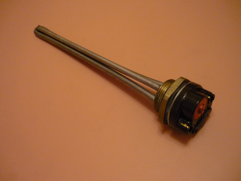 Тен нержавійка для чавунної батареї 1000 W на різьбі 1 1/4" (Україна) з італійським терморегулятором Zipexpert, фото 1