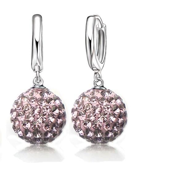 Срібні сережки Дзеркальна куля рожеві стерлінгове срібло 925 проба (код 1228)