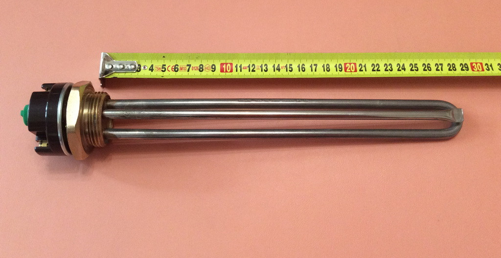 Тен прямий (нержавійка) 1500W / на різьбі 1 1/4" (Balcik, Туреччина) з італійським терморегулятором 20А (RECO) Zipexpert, фото 1