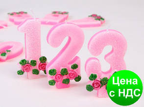 Свічки цифри (в торт) № M029 "Троянди з глітером" №3