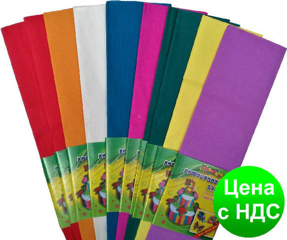 Папір креповая 55% в упаковці 7811 "Мультфільми" 10 шт.-8 кол., 50*200 див., фото 1