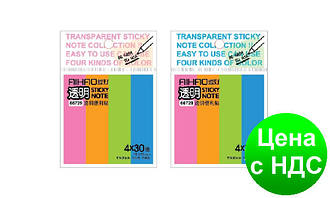 Стікери самоклеючі Aihao 66729 "Неон" (4 кол.*30 шт./76*19 мм) пластикові кольорові