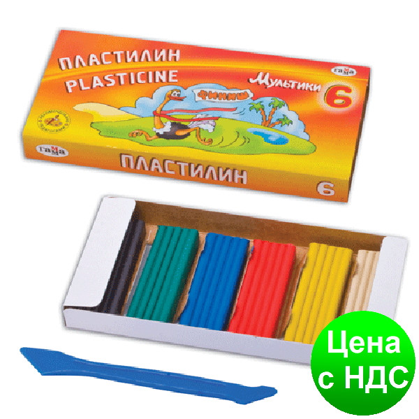 Пластилін 6 кол. Гамма "Мультики" 120 гр