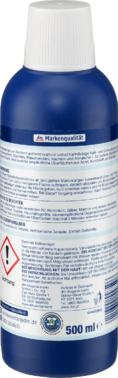 Средство против известкового налета Denkmit Kalkreiniger, 500 мл - фото 2 - id-p17573398