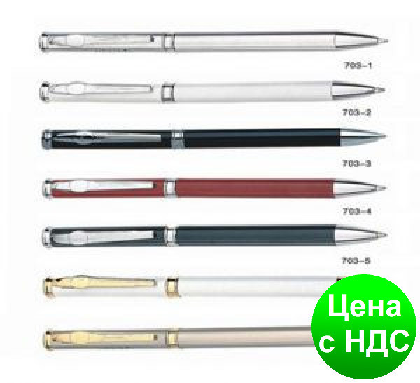 Поворотна Ручка металева BAIXIN BP703G тонка (білий+золото/срібло+стилус)