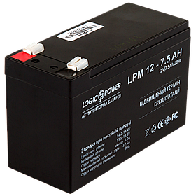 Акумулятор кислотний AGM LogicPower LPM 12 — 7,5 AH