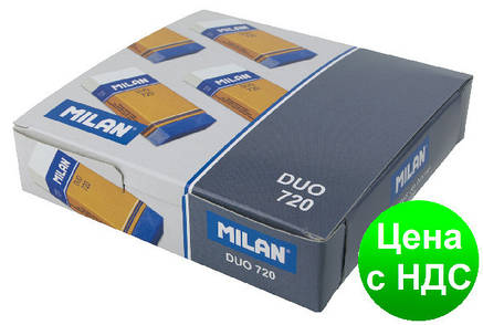 Гумка Milan 720 Nata Duo фіолетовий рожевий/прямокутний (HB) 3*6 див., фото 2