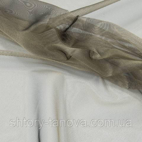 Тюль мікро-сітка з обважнювачем, однотонний, темно-оливковий, фото 1