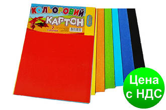 Картон A4 "Люкс-колор" ЦК-7 кольоровий крейдований (7 листів/7 кол.)