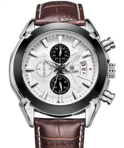 Чоловічі наручні годинники Megir 2020 Montre. Класичні кварцові годинники з хронографом і датою, фото 1