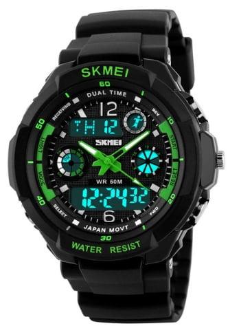 Чоловічі наручні годинники Skmei 0931 Green. Протиударні та водонепроникні спортивні годинник, фото 1