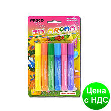 Клей силіконовий з блискітками на картоні "Pasco" Aroma неонові кольори (6 кольорів,10 мл)