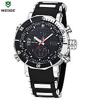 Чоловічі наручні годинники Weide 5203 Kasta Black. Великі кварцові годинники з подвійним часом