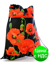 Мішок для взуття зі змійкою JO-15121 "Маки на чорному"