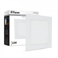 Светильник LED 12W 4000К Feron AL511 светодиодный OL (LED панель) встраиваемый потолочный белый