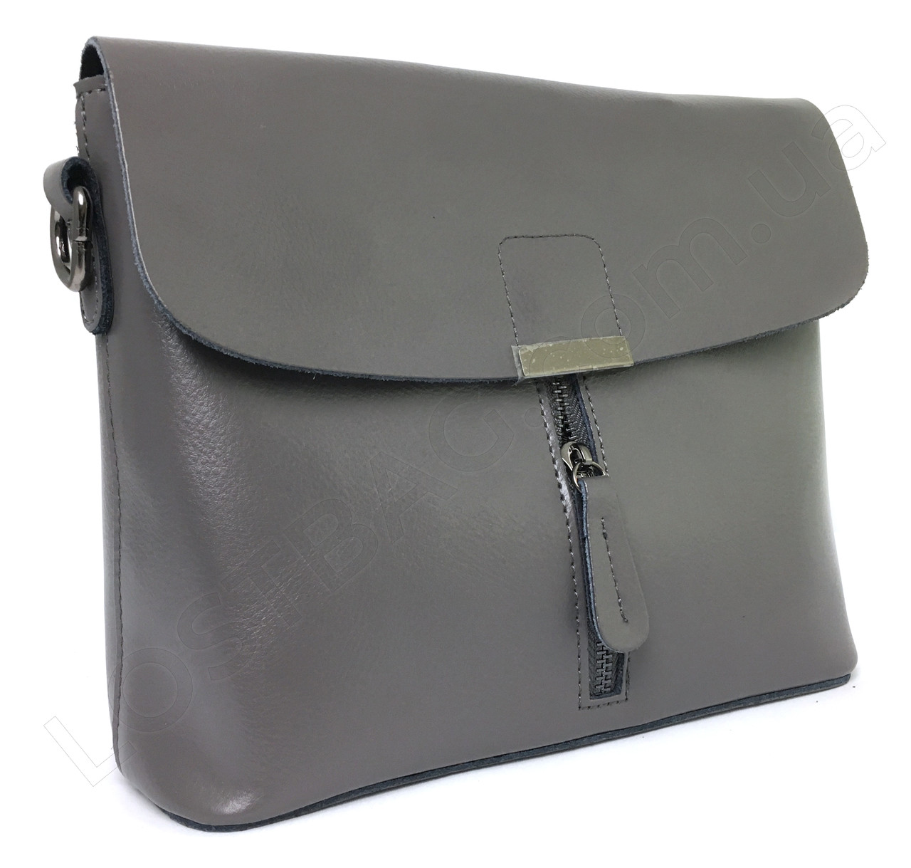 Сумка жіноча шкіряна через плече (сіра), фото 1