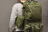 Тактичний Штурмової Військовий Рюкзак з підсумкими на 50-60 літрів Олива (1004 олива), фото 3