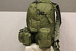 Тактичний Штурмової Військовий Рюкзак з підсумкими на 50-60 літрів Олива (1004 олива), фото 7
