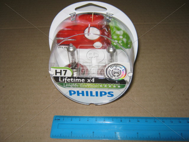 Лампа розжарювання H7 12V 55W PX26d LongerLife Ecovision 2шт, Philips 12972LLECOS2