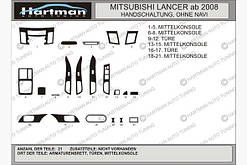Накладки на торпеду Mitsubishi Lancer X 2008+ (декор панелі Мітсубісі Лансер)
