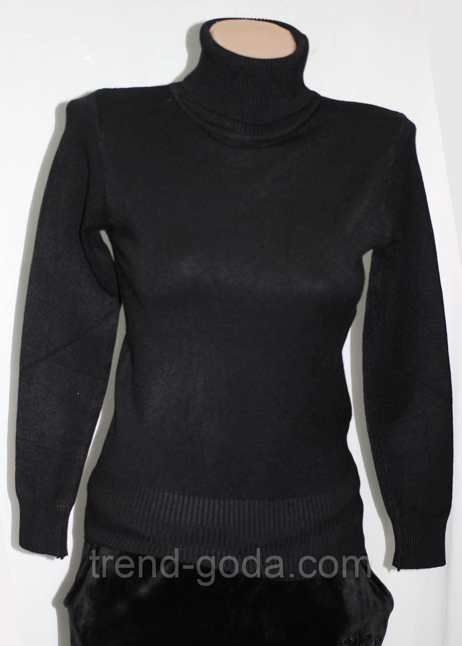 Гольф женский кашемировый черный Кофта жіноча Стильний жіночий гольф джемпер теплий, фото 1