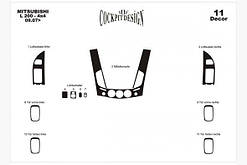Накладки на торпеду (11 деталей) Mitsubishi L200 2006-2015 (декор панелі Мітсубісі Л200)