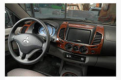 Накладки на торпеду (14 деталей) Mitsubishi L200 2006-2015 (декор панелі Мітсубісі Л200)