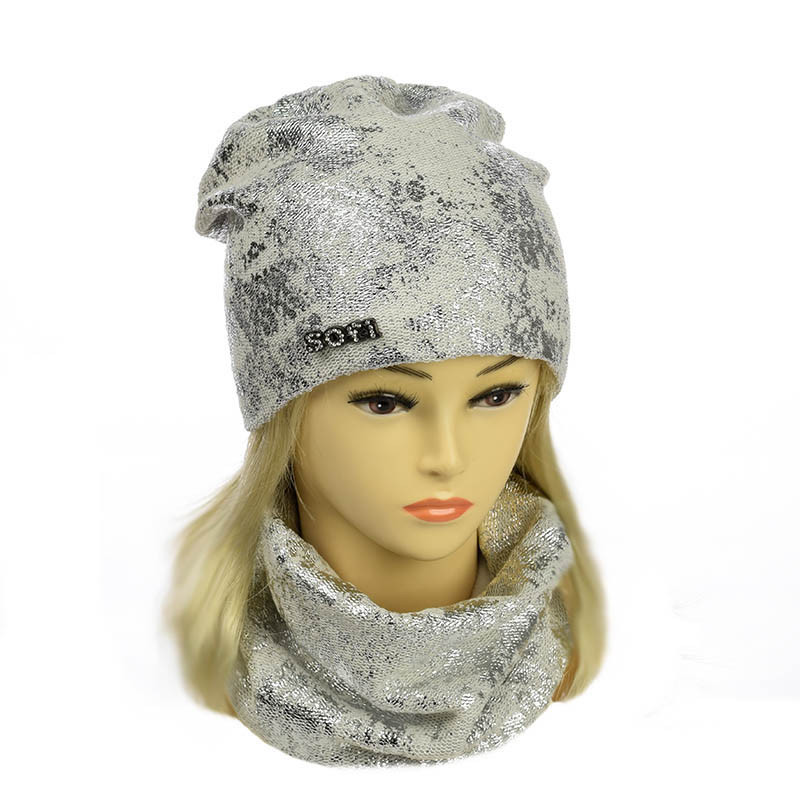 Шапка та снуд зі срібним напиленням