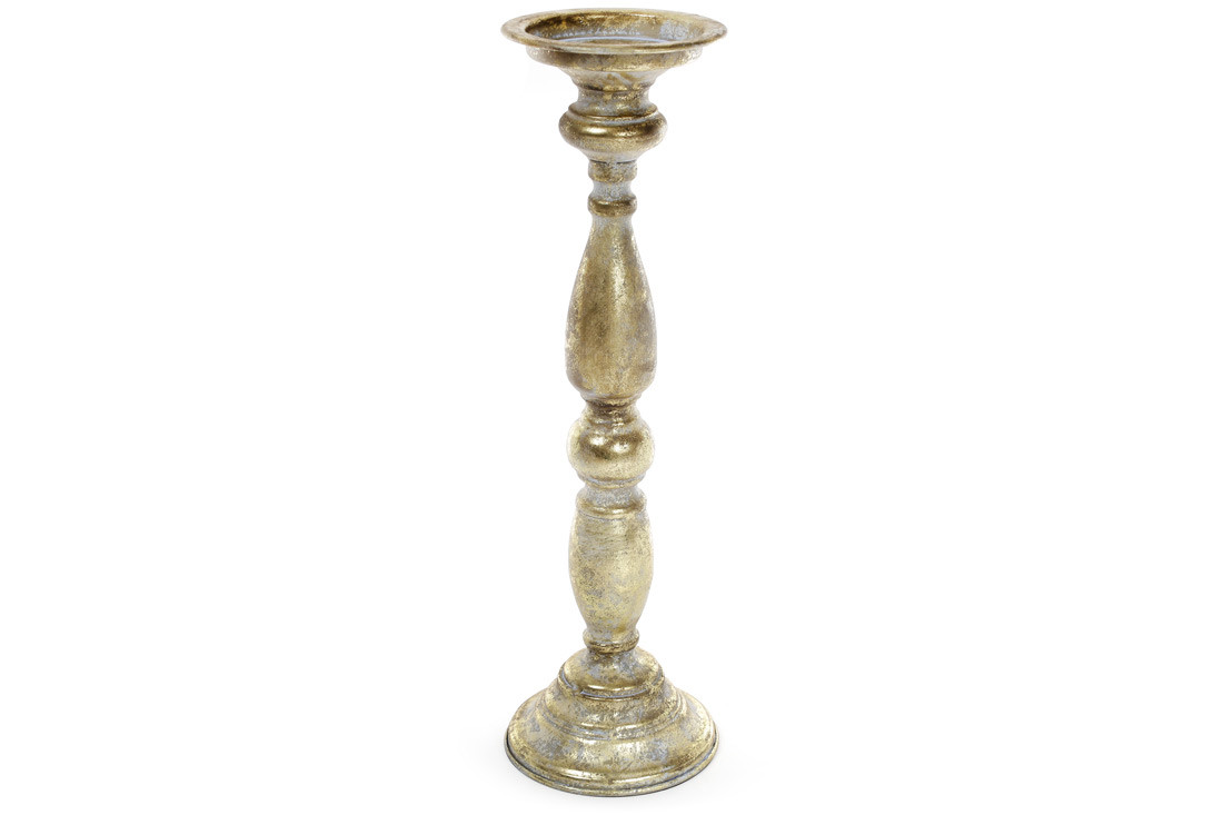 Декоративний металевий свічник 12*12*40 см колір — зістарене золото (589-131)