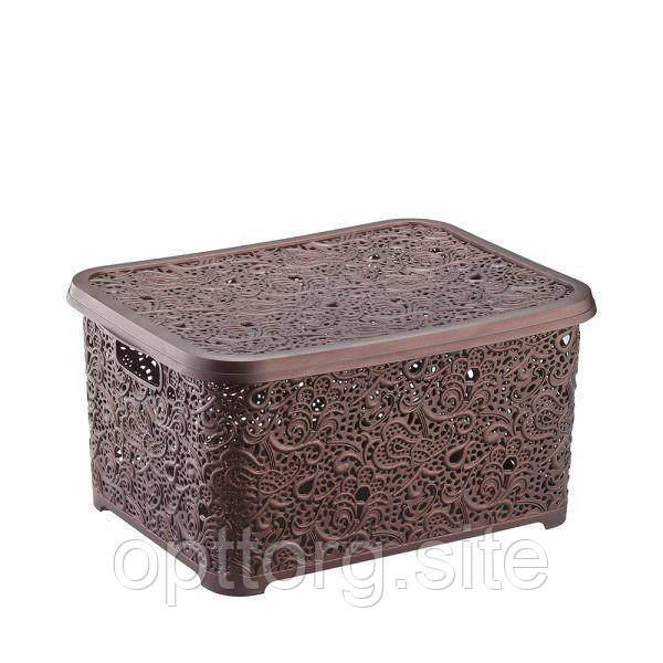 Кошик для білизни Ажур 28 л з кришкою Elif Plastik 324, фото 1