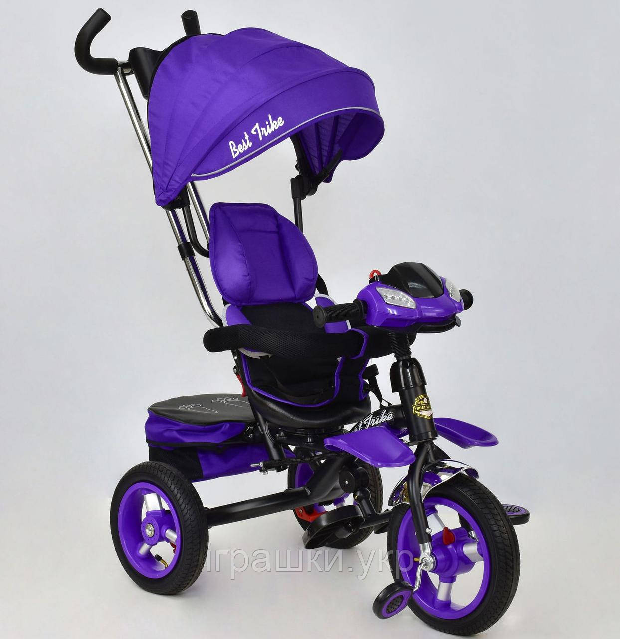 Триколісний дитячий велосипед Best Trike 6699 фіолетово-чорний, надувні колеса