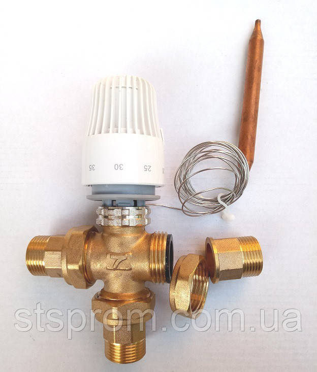 Термостатический 3-ходовой зонный клапан с функцией разделения и смешения потока (3/4)+термоголовка c датчиком - фото 5 - id-p797545256