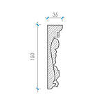 Карниз з гіпсу, гіпсовий карниз к-7 h 150х35 мм., фото 2